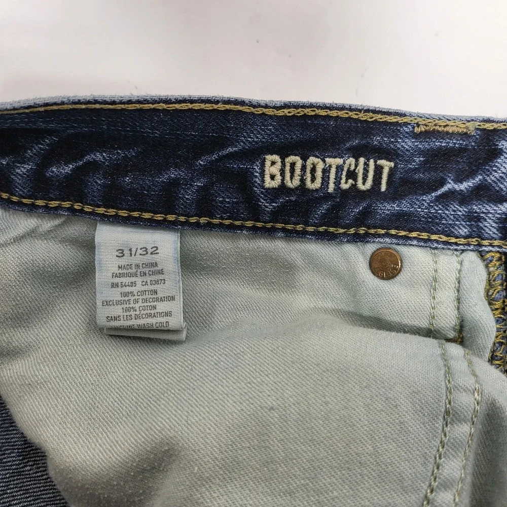 American Eagle Mens Straight Leg Jeans Blue Medium Wash Distressed Denim 31x32